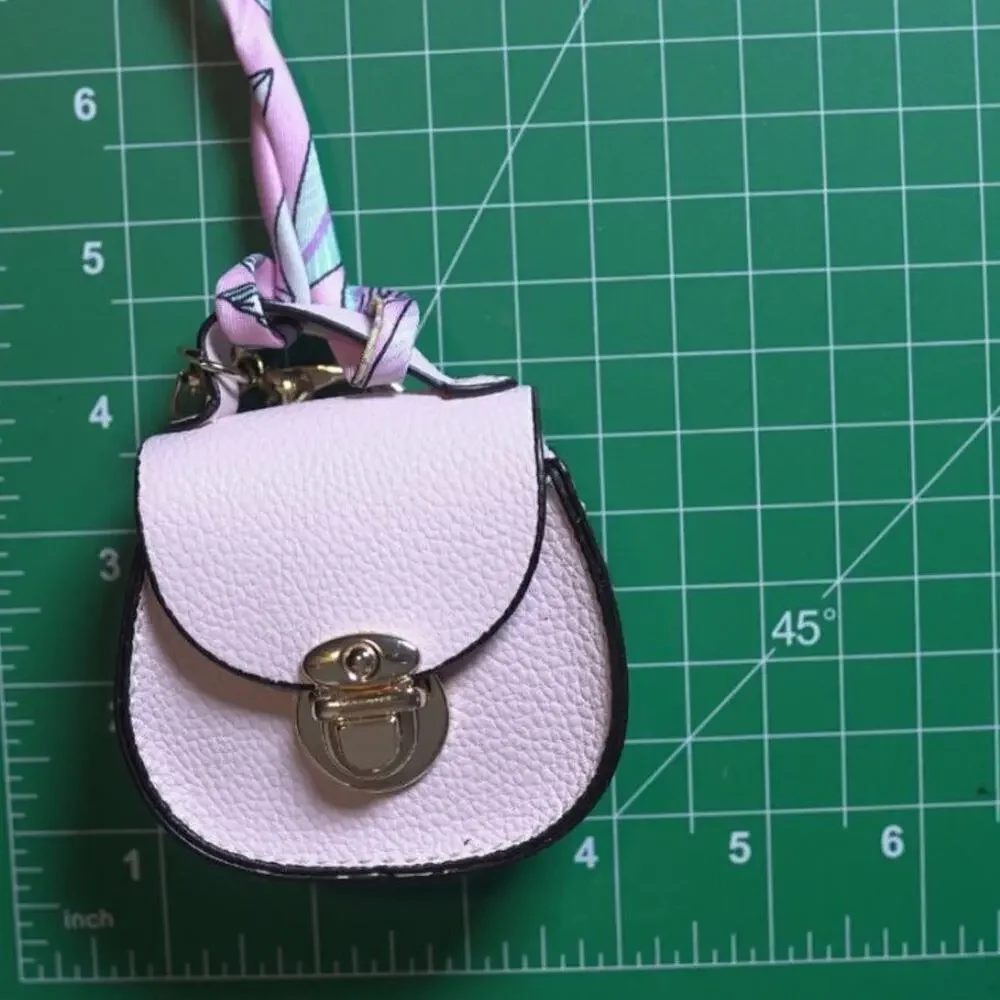 Bag Keychain Bag Charm Change Pouch Coin Purse Push Lock Clasp Poswe Pink Girly
